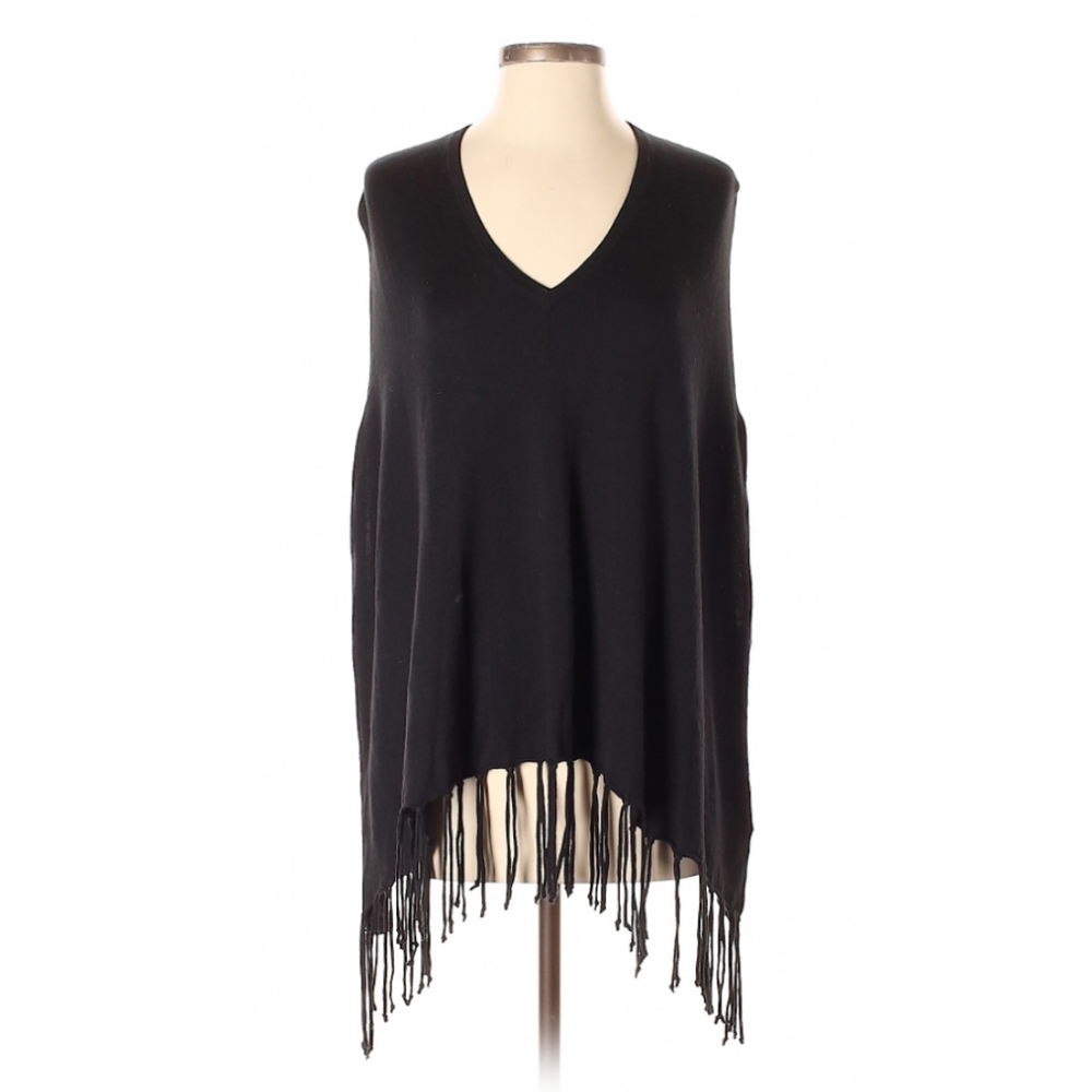 MICHAEL KORS: V-Neck Poncho with Fringe an…